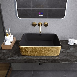 Grossman Раковина накладная Color 48 GR-3016GBL золото/черная – фотография-3